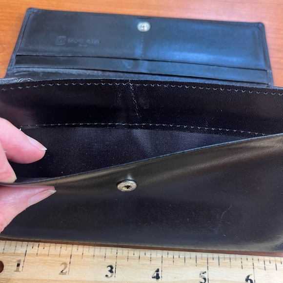 Vintage Michel Klein Black Leather Wallet Card Slots Zip Pouch Bill Fold - Picture 3 of 16